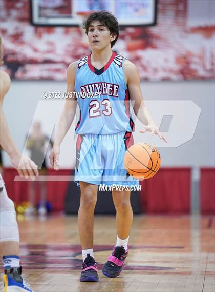 Thumbnail 3 in Pahranagat Valley vs. Owyhee (NIAA Class 1A State Boys Quarterfinal) photogallery.