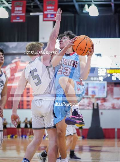 Thumbnail 1 in Pahranagat Valley vs. Owyhee (NIAA Class 1A State Boys Quarterfinal) photogallery.