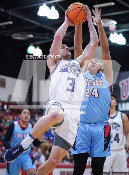 Thumbnail 1 in Pahranagat Valley vs. Owyhee (NIAA Class 1A State Boys Quarterfinal) photogallery.