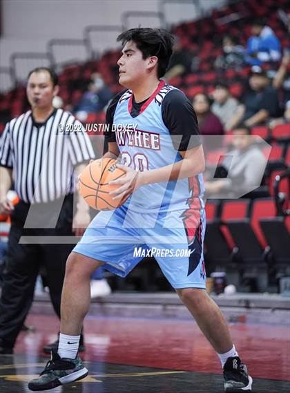 Thumbnail 1 in Pahranagat Valley vs. Owyhee (NIAA Class 1A State Boys Quarterfinal) photogallery.