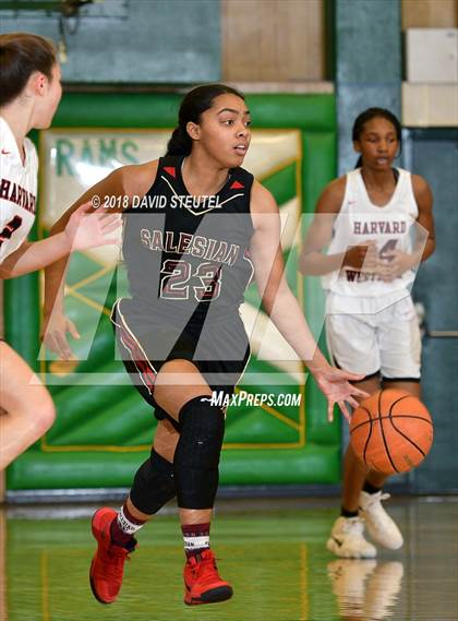 Thumbnail 3 in Salesian College Preparatory vs. Harvard-Westlake (St. Mary's Stockton MLK Showcase) photogallery.