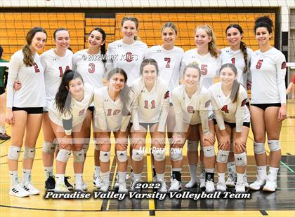 Thumbnail 2 in Deer Valley vs. Paradise Valley  (Goldwater Volleyball Festival Tournament - Gold Division) - Semifinal photogallery.