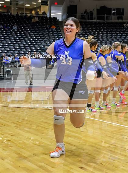 Thumbnail 3 in Windthorst vs. Crawford (UIL 2A Volleyball Semi-Final) photogallery.
