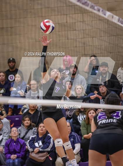 Thumbnail 1 in Woodland Christian vs. Bradshaw Christian (CIF-SJS D5 Girls Volleyball Semi-final) photogallery.