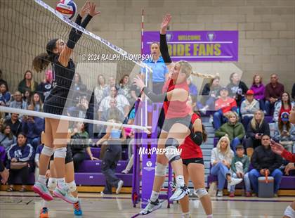 Thumbnail 1 in Woodland Christian vs. Bradshaw Christian (CIF-SJS D5 Girls Volleyball Semi-final) photogallery.