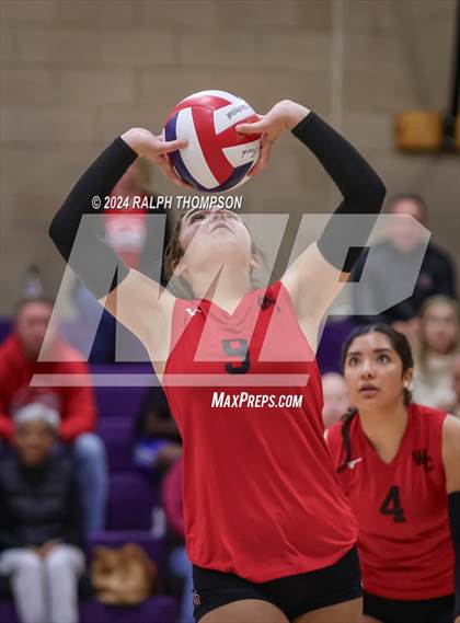 Thumbnail 2 in Woodland Christian vs. Bradshaw Christian (CIF-SJS D5 Girls Volleyball Semi-final) photogallery.