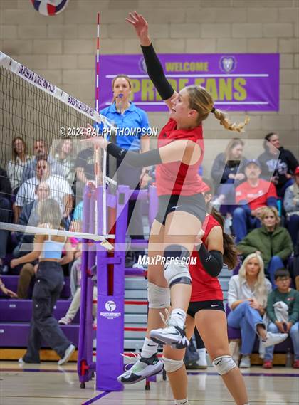 Thumbnail 2 in Woodland Christian vs. Bradshaw Christian (CIF-SJS D5 Girls Volleyball Semi-final) photogallery.