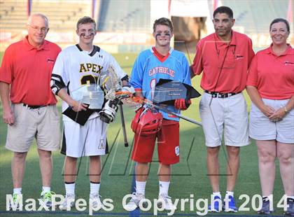 Thumbnail 3 in Apex vs Charlotte Catholic (NCHSAA 4A Final) photogallery.