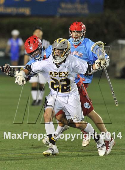 Thumbnail 3 in Apex vs Charlotte Catholic (NCHSAA 4A Final) photogallery.