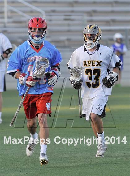 Thumbnail 2 in Apex vs Charlotte Catholic (NCHSAA 4A Final) photogallery.