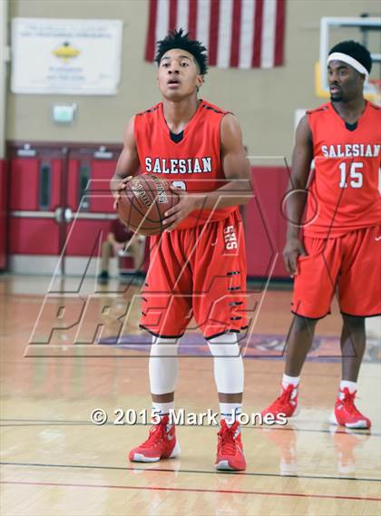 Thumbnail 2 in Salesian College Preparatory vs Chaparral (Hoophall West Invitational) photogallery.
