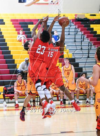 Thumbnail 2 in Salesian College Preparatory vs Chaparral (Hoophall West Invitational) photogallery.