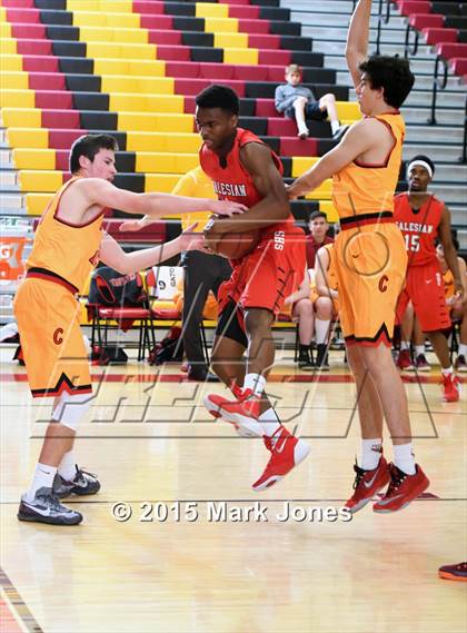 Thumbnail 2 in Salesian College Preparatory vs Chaparral (Hoophall West Invitational) photogallery.