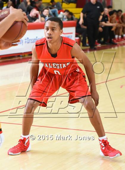 Thumbnail 2 in Salesian College Preparatory vs Chaparral (Hoophall West Invitational) photogallery.