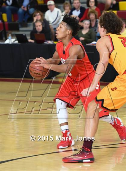 Thumbnail 1 in Salesian College Preparatory vs Chaparral (Hoophall West Invitational) photogallery.