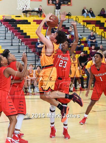 Thumbnail 3 in Salesian College Preparatory vs Chaparral (Hoophall West Invitational) photogallery.