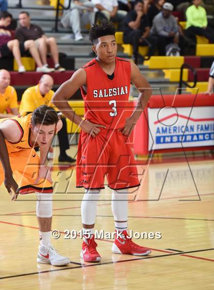 Thumbnail 2 in Salesian College Preparatory vs Chaparral (Hoophall West Invitational) photogallery.
