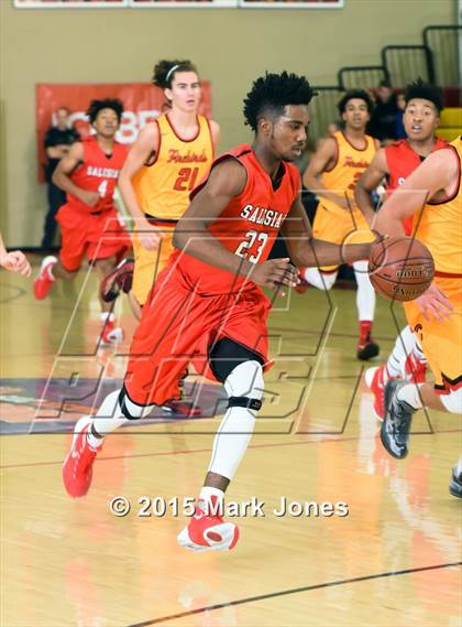 Thumbnail 2 in Salesian College Preparatory vs Chaparral (Hoophall West Invitational) photogallery.