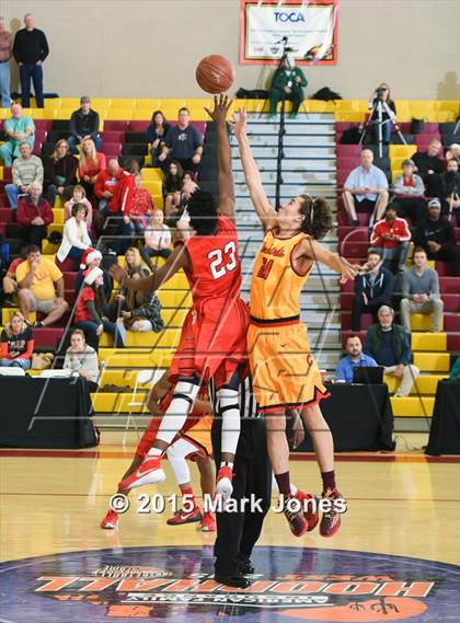 Thumbnail 3 in Salesian College Preparatory vs Chaparral (Hoophall West Invitational) photogallery.