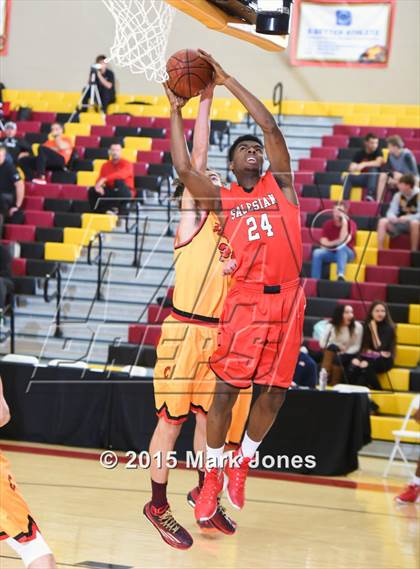 Thumbnail 2 in Salesian College Preparatory vs Chaparral (Hoophall West Invitational) photogallery.