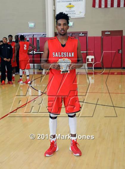 Thumbnail 2 in Salesian College Preparatory vs Chaparral (Hoophall West Invitational) photogallery.