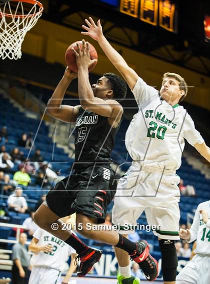Thumbnail 1 in Salesian College Preparatory vs. St. Mary's (MaxPreps MLK Classic) photogallery.