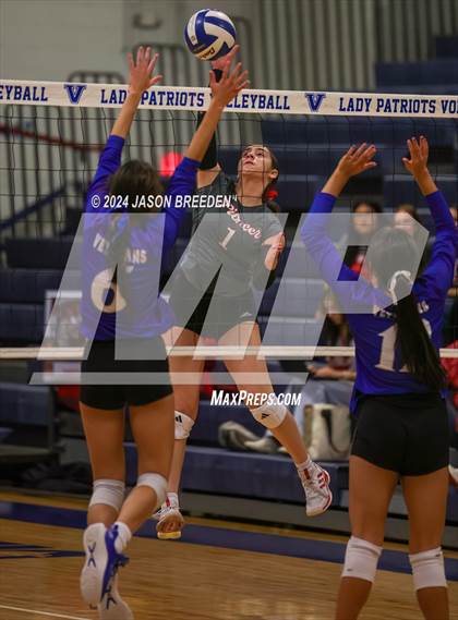 Thumbnail 2 in Pioneer vs. Mission Veterans Memorial (UIL 5A Region IV D2 Area Volleyball) photogallery.