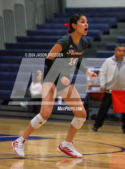 Thumbnail 3 in Pioneer vs. Mission Veterans Memorial (UIL 5A Region IV D2 Area Volleyball) photogallery.