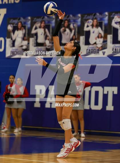 Thumbnail 2 in Pioneer vs. Mission Veterans Memorial (UIL 5A Region IV D2 Area Volleyball) photogallery.