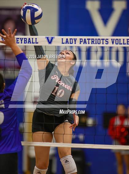 Thumbnail 3 in Pioneer vs. Mission Veterans Memorial (UIL 5A Region IV D2 Area Volleyball) photogallery.
