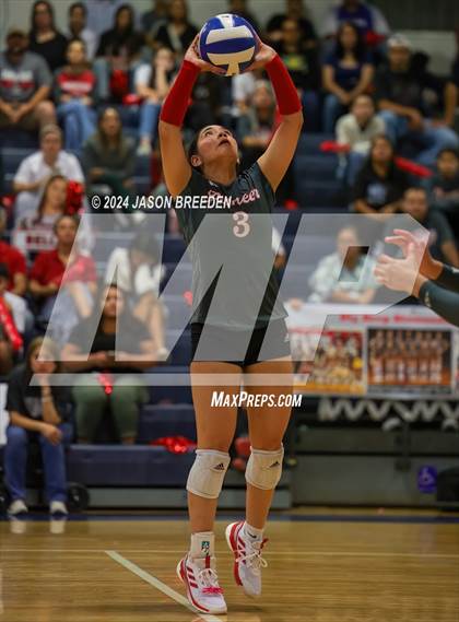 Thumbnail 2 in Pioneer vs. Mission Veterans Memorial (UIL 5A Region IV D2 Area Volleyball) photogallery.
