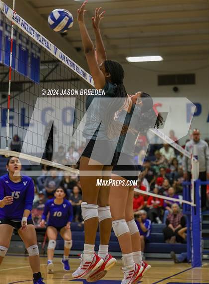 Thumbnail 2 in Pioneer vs. Mission Veterans Memorial (UIL 5A Region IV D2 Area Volleyball) photogallery.