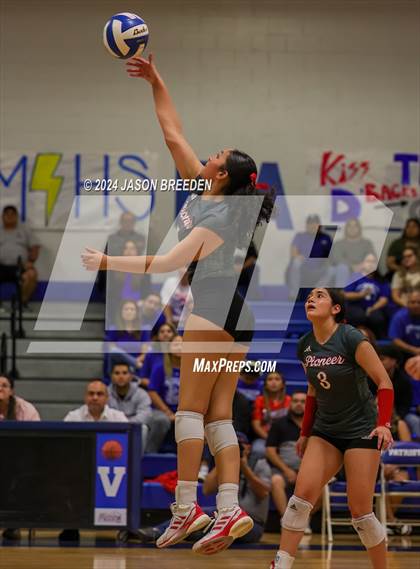 Thumbnail 1 in Pioneer vs. Mission Veterans Memorial (UIL 5A Region IV D2 Area Volleyball) photogallery.