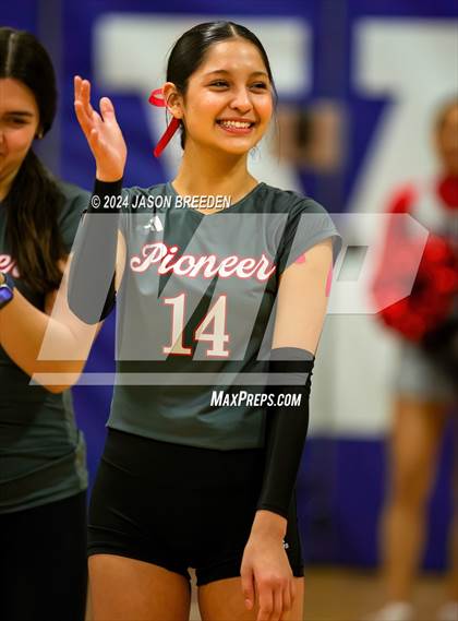 Thumbnail 1 in Pioneer vs. Mission Veterans Memorial (UIL 5A Region IV D2 Area Volleyball) photogallery.