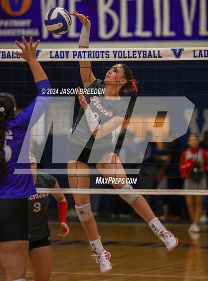 Thumbnail 1 in Pioneer vs. Mission Veterans Memorial (UIL 5A Region IV D2 Area Volleyball) photogallery.