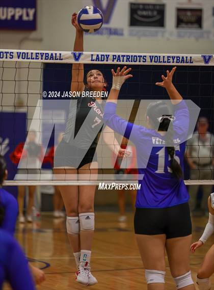 Thumbnail 2 in Pioneer vs. Mission Veterans Memorial (UIL 5A Region IV D2 Area Volleyball) photogallery.