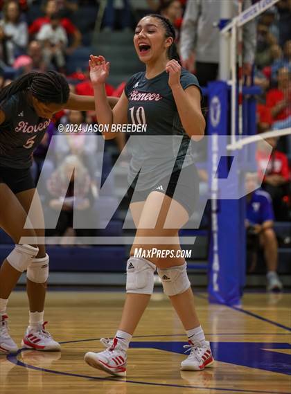 Thumbnail 2 in Pioneer vs. Mission Veterans Memorial (UIL 5A Region IV D2 Area Volleyball) photogallery.