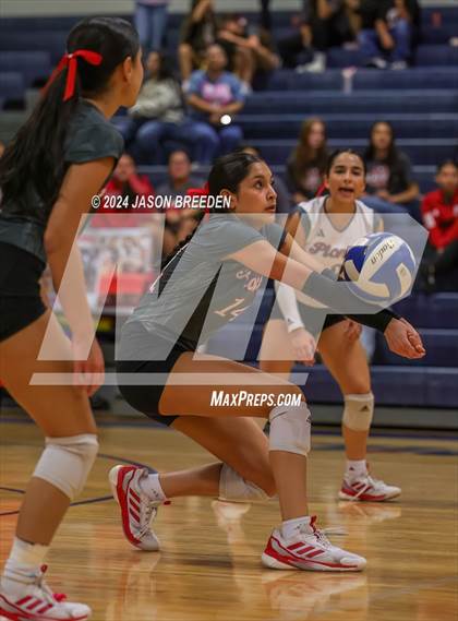 Thumbnail 3 in Pioneer vs. Mission Veterans Memorial (UIL 5A Region IV D2 Area Volleyball) photogallery.