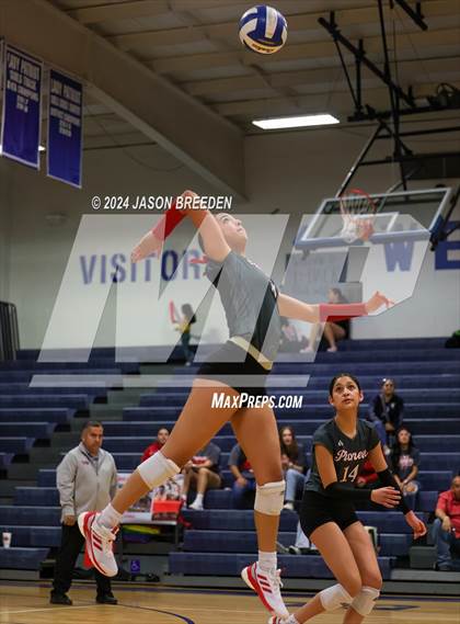 Thumbnail 1 in Pioneer vs. Mission Veterans Memorial (UIL 5A Region IV D2 Area Volleyball) photogallery.