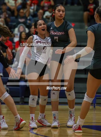 Thumbnail 3 in Pioneer vs. Mission Veterans Memorial (UIL 5A Region IV D2 Area Volleyball) photogallery.