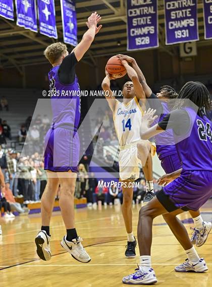 Thumbnail 1 in Greenfield-Central @ Muncie Central (IHSAA 4A Section 9 Semifinal)  photogallery.