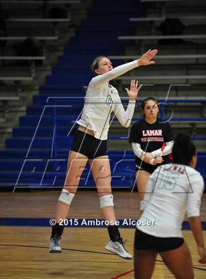 Thumbnail 2 in Reagan vs Lamar (34th Annual Houston ISD Varsity Volleyball Tournament) photogallery.