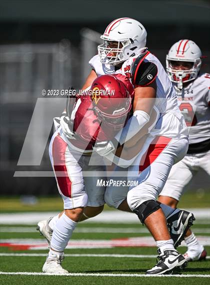 Thumbnail 3 in Cardinal Newman @ Montgomery (scrimmage) photogallery.