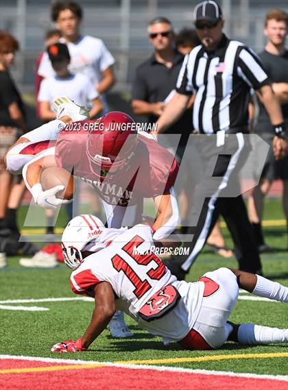 Thumbnail 1 in Cardinal Newman @ Montgomery (scrimmage) photogallery.