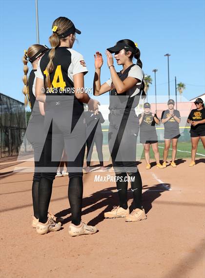 Thumbnail 3 in Mica Mountain vs Salpointe Catholic (AIA Softball 4A Semifinal) photogallery.