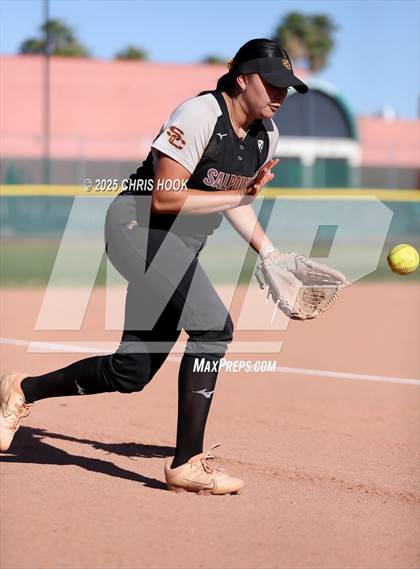 Thumbnail 3 in Mica Mountain vs Salpointe Catholic (AIA Softball 4A Semifinal) photogallery.
