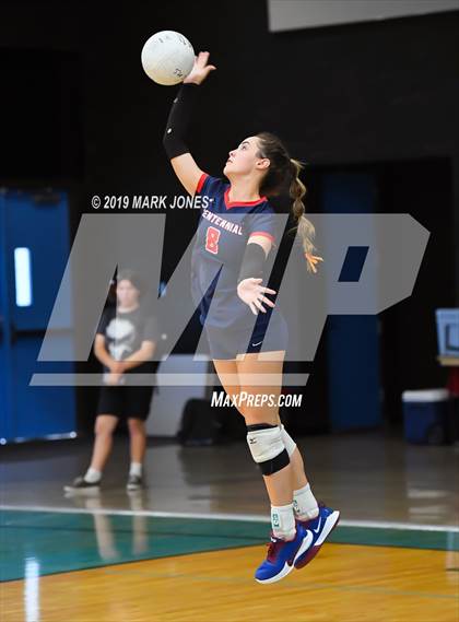 Thumbnail 3 in Sunrise Mountain vs. Centennial (Final - PUSD Girls Volleyball Tournament) photogallery.