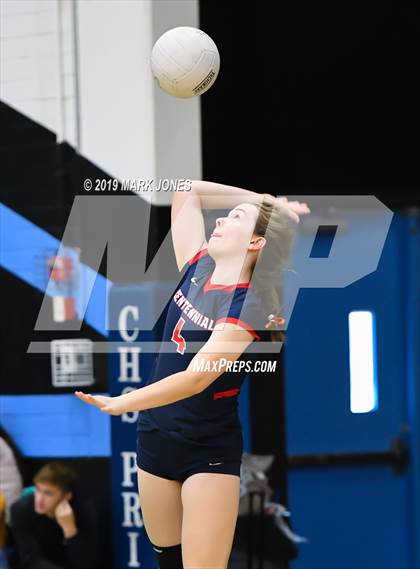 Thumbnail 3 in Sunrise Mountain vs. Centennial (Final - PUSD Girls Volleyball Tournament) photogallery.
