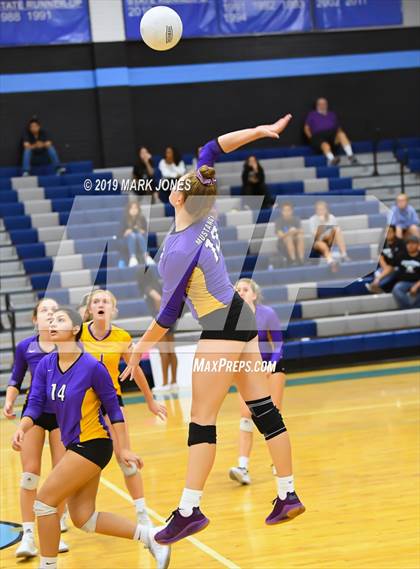 Thumbnail 1 in Sunrise Mountain vs. Centennial (Final - PUSD Girls Volleyball Tournament) photogallery.
