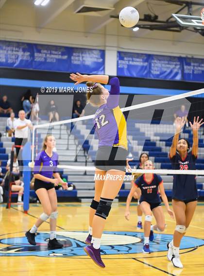 Thumbnail 2 in Sunrise Mountain vs. Centennial (Final - PUSD Girls Volleyball Tournament) photogallery.